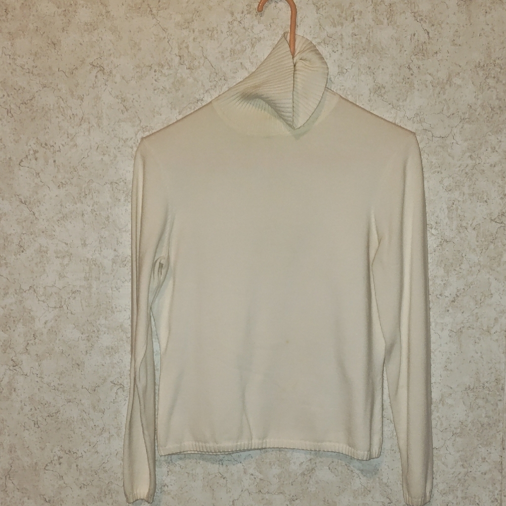 Cream Ribbed Cowl Neck Sweater